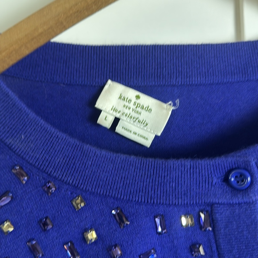 Kate Spade Purple Sequin Cardigan size L/ Large - Picture 3 of 6
